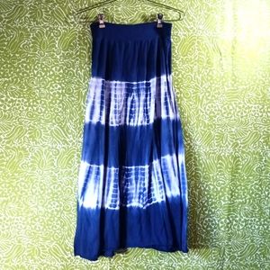 Blue Tie Dye Maxi Skirt